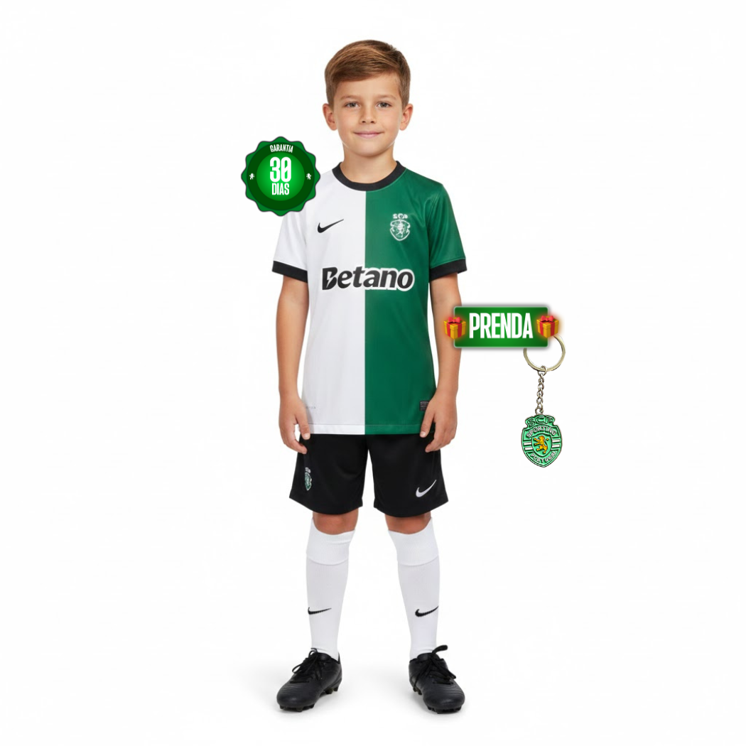 Conjunto Infantil Sporting Stromp Quarto Equipamento 2025/26 - LANÇAMENTO! 🔥💚