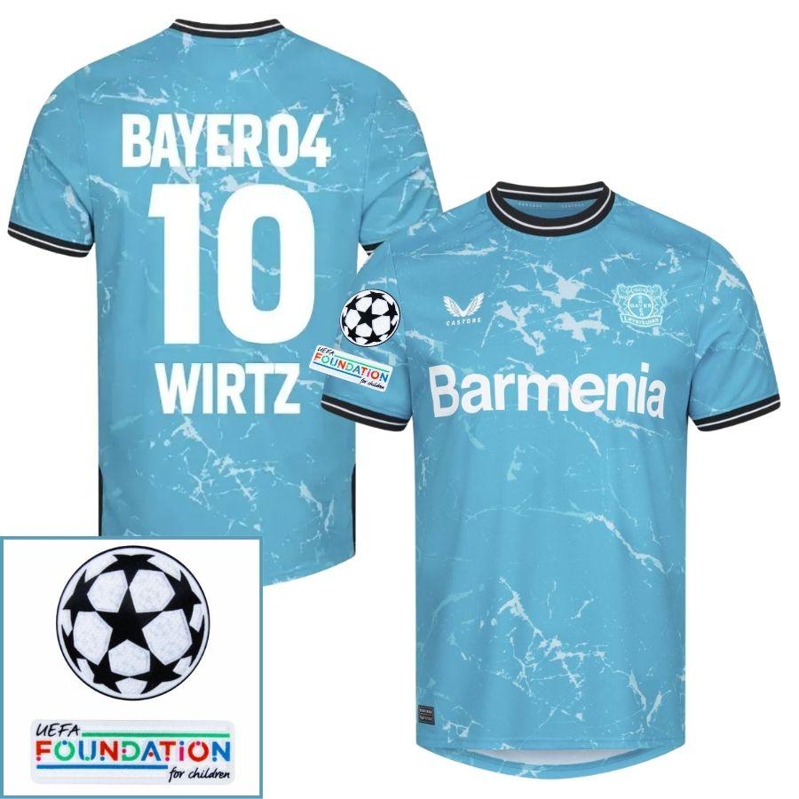 Bayer 04 Leverkusen Wirtz 10 Third Fan Jersey 2024/25 Patches UCL UEFA Foundation (Official Printing)