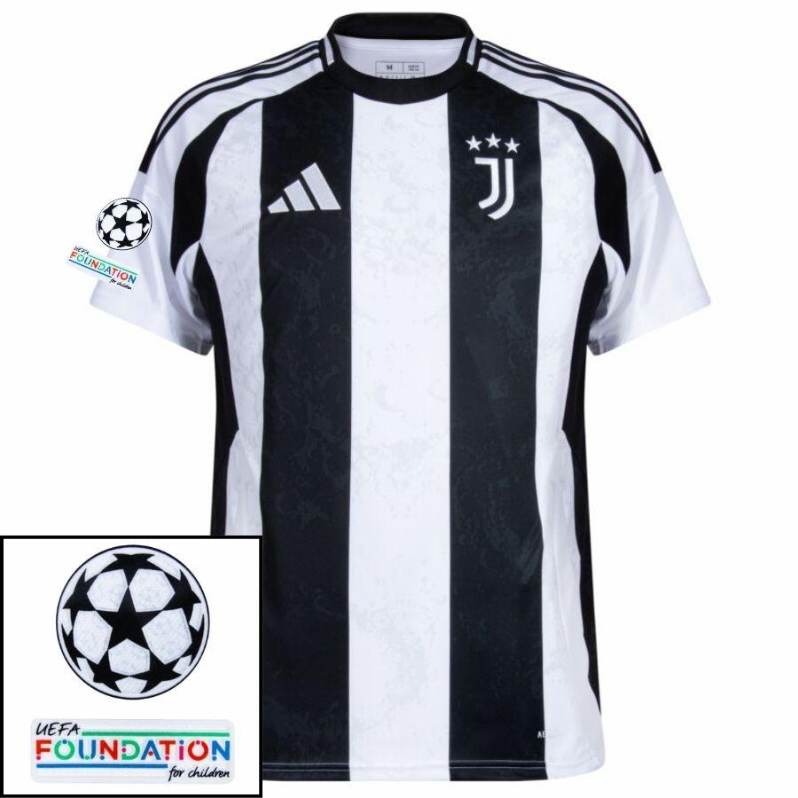 Juventus Vlahovic 9 Home 2024/25 Patches UCL UEFA Foundation (Official Printing)