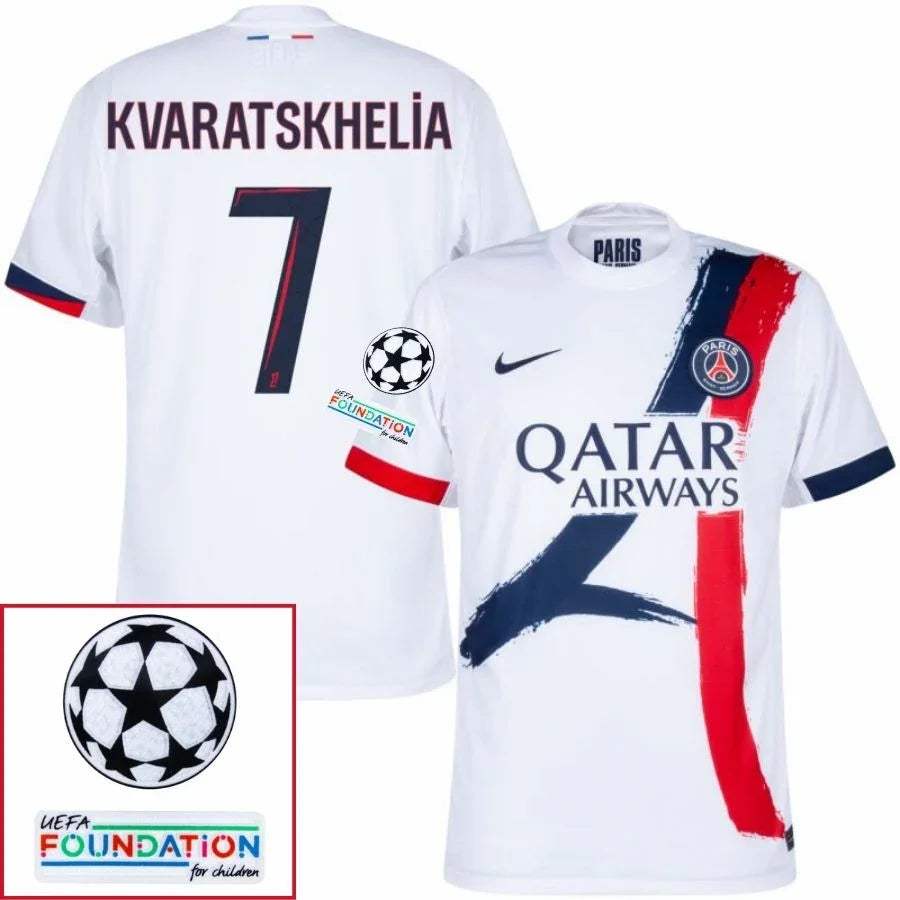Paris Saint-Germain Fan Jersey Away 2024/25 Patches UCL UEFA Foundation (Official Printing)