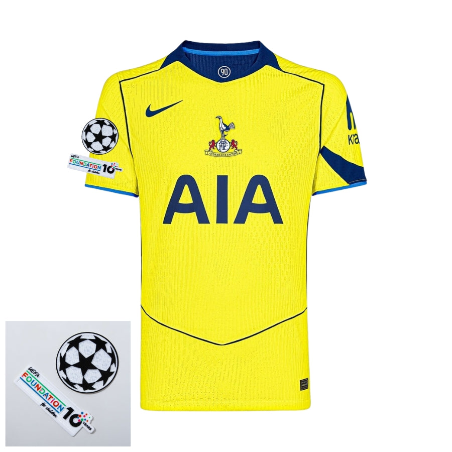 Tottenham Third Fan Jersey 2025/26 Patches UCL + 10th Anniversary UEFA.