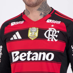 Flamengo Home Fan Jersey Long Sleeve 2025/26 Patch and Sponsorships Official Printing